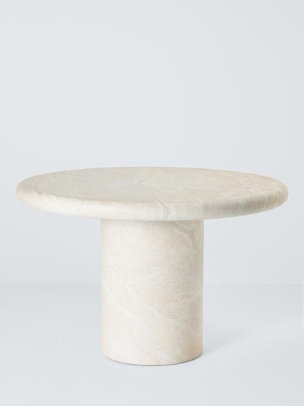 John Lewis Travertine Marble Effect Round Garden Dining Table, 120cm, Trevertine