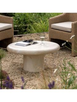 John Lewis Travertine Marble Effect Round Garden Coffee Table, 80cm - view 2, Trevertine