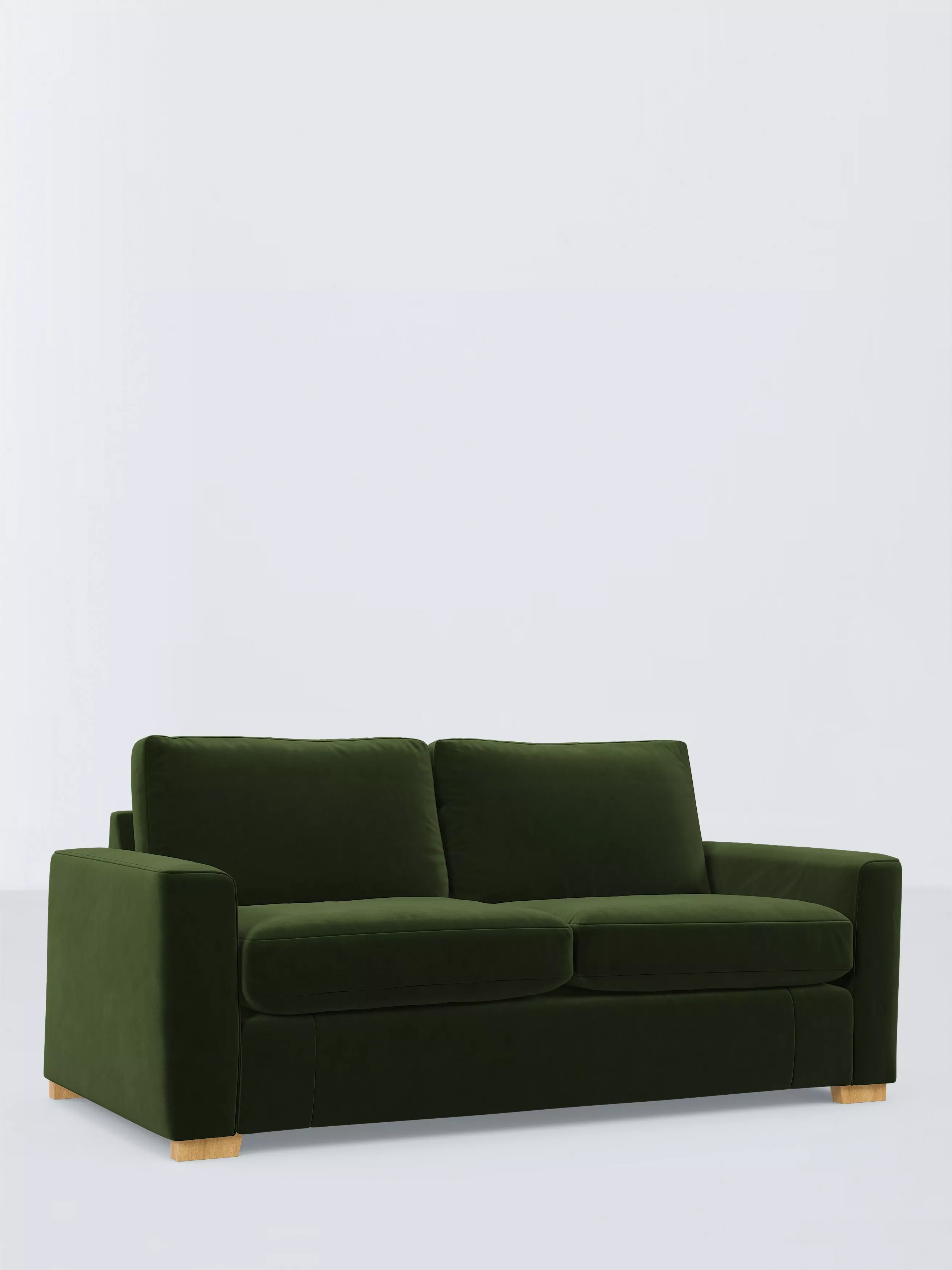 John Lewis Oliver II Large 3 Seater Sofa, Light Leg, Plush Velvet Green