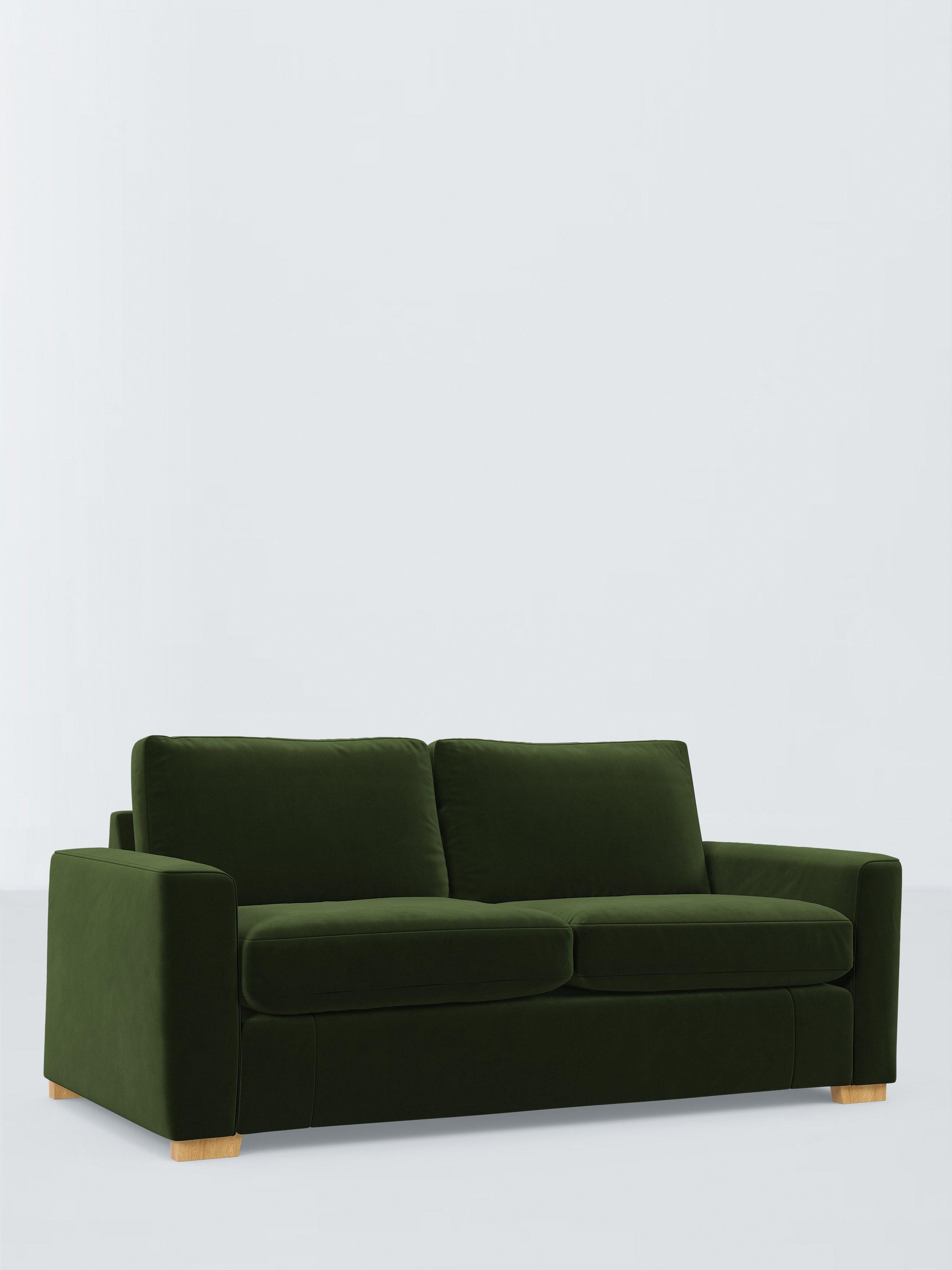 Oliver II Range, John Lewis Oliver II Large 3 Seater Sofa, Light Leg, Plush Velvet Green