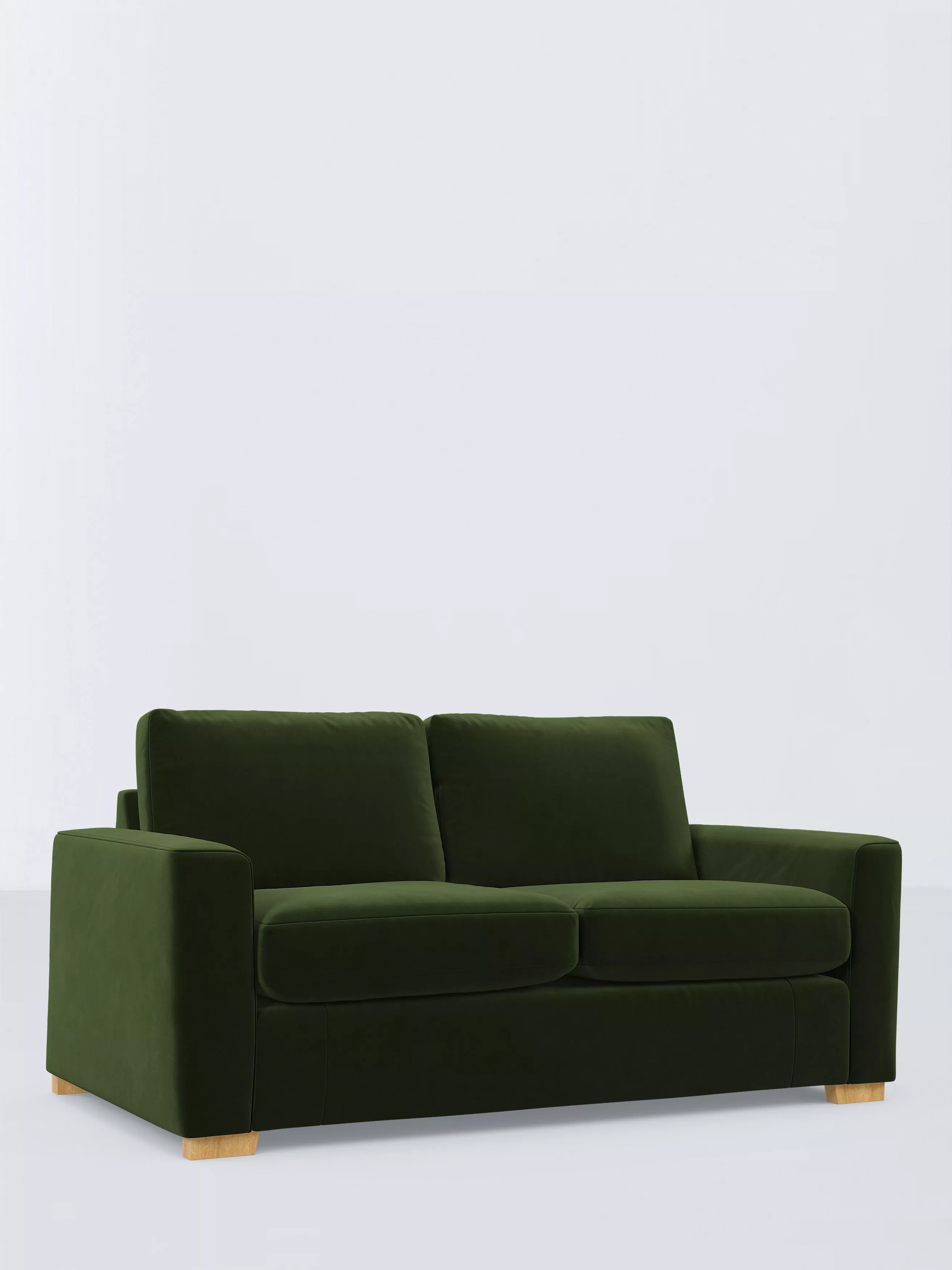 John Lewis Oliver II Medium 2 Seater Sofa, Light Leg, Plush Velvet Green