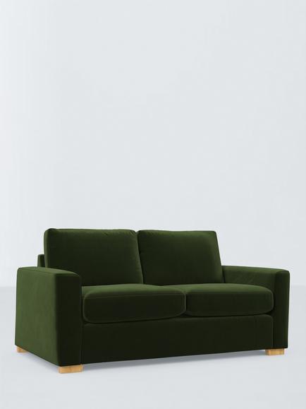 John Lewis Oliver II Medium 2 Seater Sofa, Light Leg, Plush Velvet Green, Plush Velvet Green