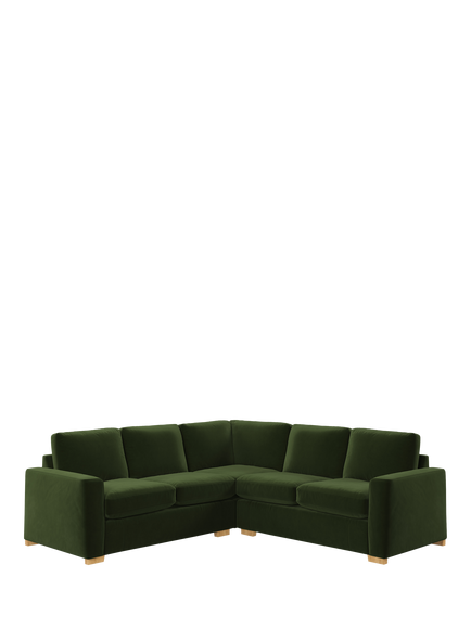 John Lewis Oliver II 5 Seater Corner Sofa, Light Leg, Plush Velvet Green, Plush Velvet Green