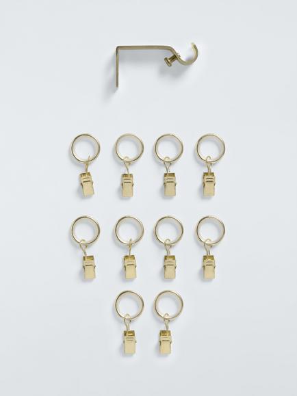 John Lewis Cafe Rod Curtain Rings, Pack of 10, Brushed Gold
