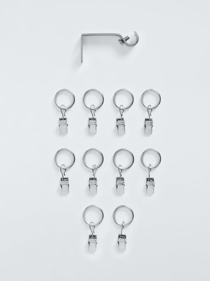 John Lewis Cafe Rod Curtain Rings, Pack of 10, Brushed Nickel