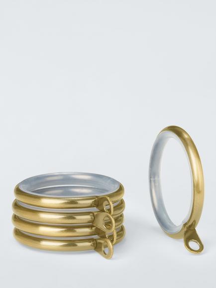 John Lewis Metal Curtains Rings, Dia.25/28mm, Set of 10, Polished Brass
