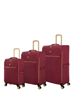 it luggage Esplanade 3pc 8-Wheel Suitcase Set, Granite Green, Rumba Red