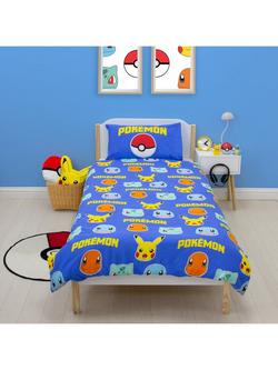 Pokémon Kids' Reversible Duvet Cover & Pillowcase Set, Single, Multi