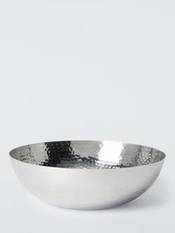 John Lewis Hammered Stainless Steel Bowl, 24cm, Silver, Silver Silver