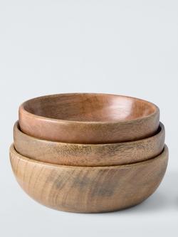 John Lewis Stacking Bowls, Set of 3, 12.5cm, FSC-Certified (Mango Wood), Natural Natural