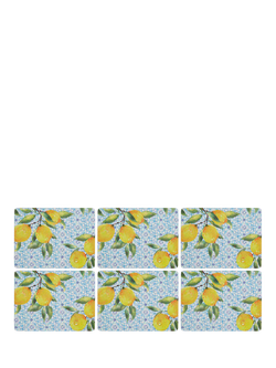 Pimpernel Amalfi Lemons Cork-Backed Placemat & Coaster, Set of 6 - view 2, Amalfi Lemon