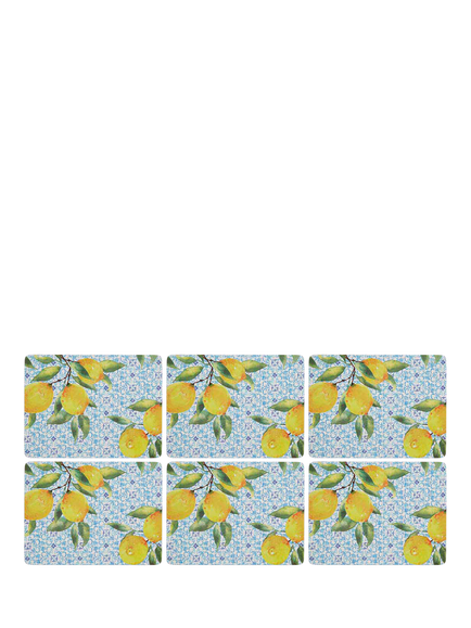 Pimpernel Amalfi Lemons Cork-Backed Placemat & Coaster, Set of 6 - view 2, Amalfi Lemon