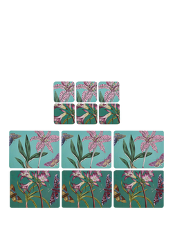 Pimpernel Botanic Garden Flora & Fauna Cork-Backed Placemat & Coaster, Set of 6, Flora & Fauna