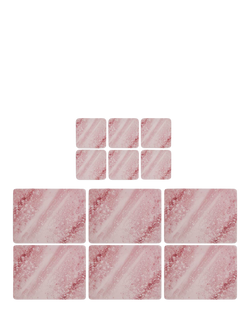 Pimpernel Minerals Rose Quartz Cork-Backed Placemat & Coaster, Set of 6, Minerals