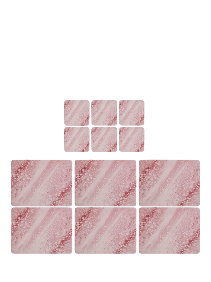 Pimpernel Minerals Rose Quartz Cork-Backed Placemat & Coaster, Set of 6, Minerals