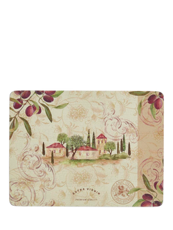 Pimpernel Olive Orchard Cork-Backed Placemat & Coaster, Set of 6, Olive Orchard