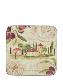 Pimpernel Olive Orchard Cork-Backed Placemat & Coaster, Set of 6 - view 2, Olive Orchard