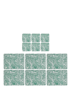 Pimpernel Tapestry Sage Cork-Backed Placemat & Coaster, Set of 6, Tapestry