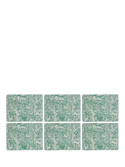 Pimpernel Tapestry Sage Cork-Backed Placemat & Coaster, Set of 6 - view 2, Tapestry