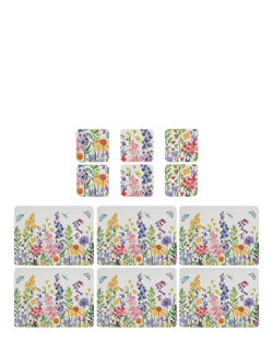 Pimpernel Wildflowers Cork-Backed Placemat & Coaster, Set of 6, Wildflower