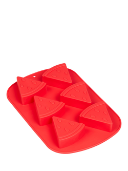 Tala Summer Treats Watermelon Silicone Ice Cube Mould Tray, 6 Cube, Red, Red