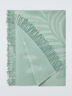 John Lewis x Anine Cecilie Iversen Zinnia Wool Throw, Celadon Green, Celadon Green