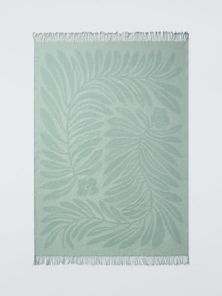 John Lewis x Anine Cecilie Iversen Zinnia Wool Throw, Celadon Green - view 2, Celadon Green