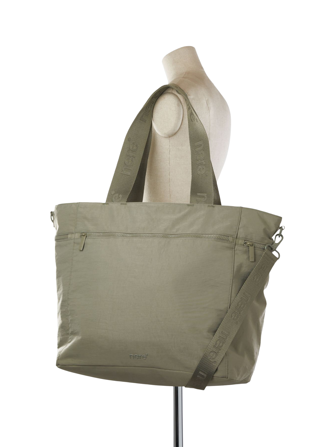 Product image 4 of 4, which shows Nere Bondi Nylon Large Tote Bag, 22L, Olive