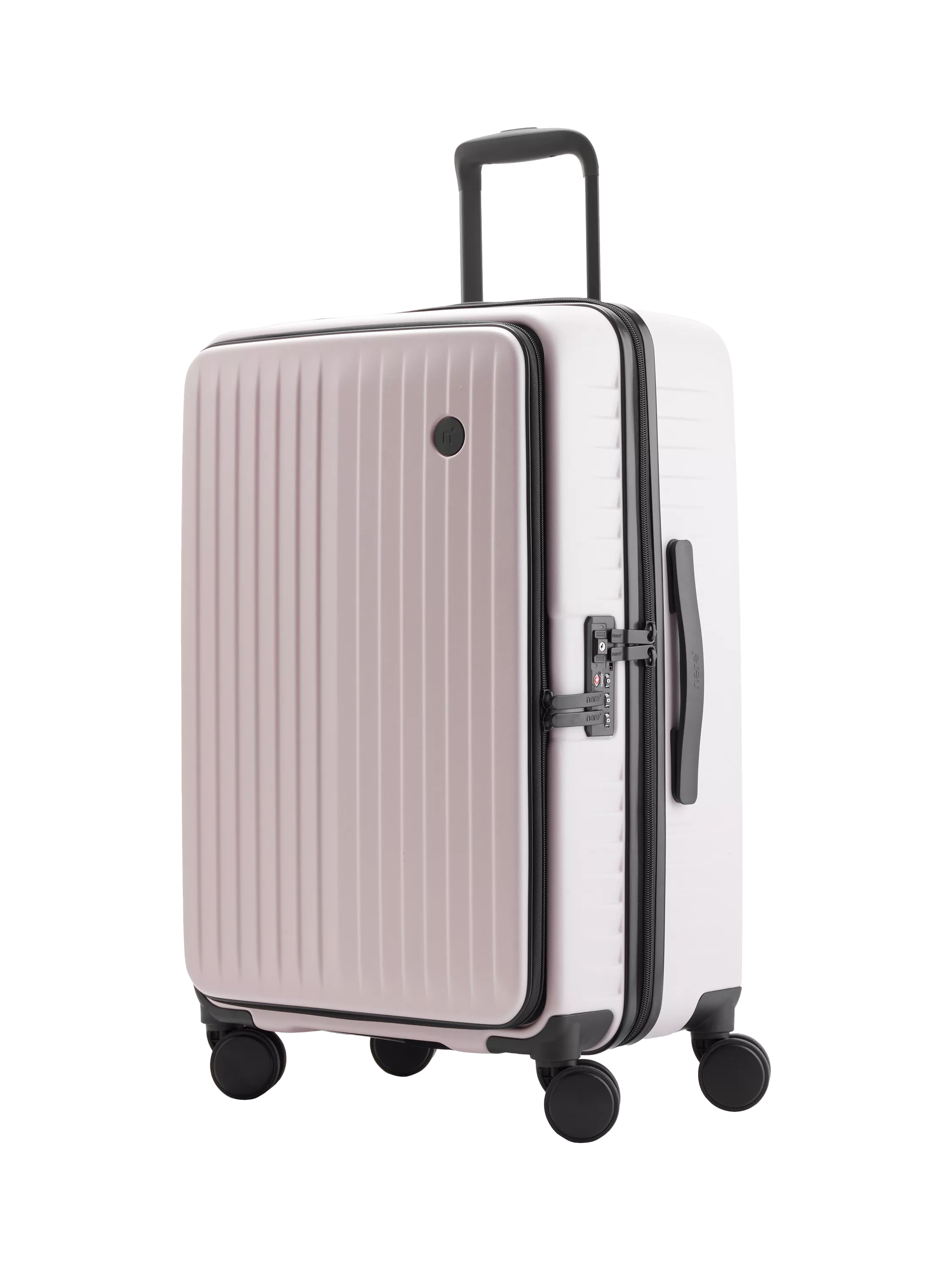 nekozuki Nere Venture Dual Open 4-Wheel Spinner 66cm Medium Suitcase, 59L, Pink