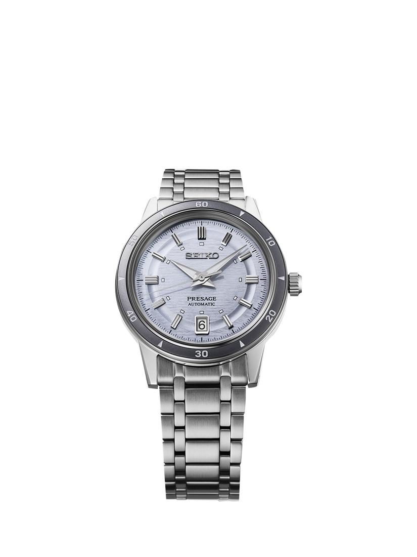 Product image 1 of 5, which shows Seiko SRPL73J1 Men's Bracelet Strap Watch, Silver Violet