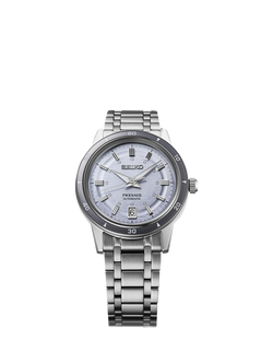 Seiko SRPL73J1 Men's Bracelet Strap Watch, Silver Violet, Silver Violet