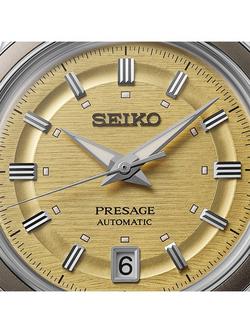 Seiko SRPL75J1 Men's Leather Strap Watch, Golden Yellow - view 2, Golden Yellow