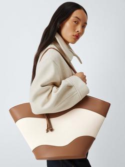 John Lewis Isla East West Tote Bag, Tan/Canvas - view 2, Tan/ Canvas