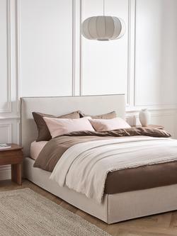 John Lewis Relax Rustic Upholstered Bed Frame, Kind Size, Natural Beige - view 2, Natural Beige