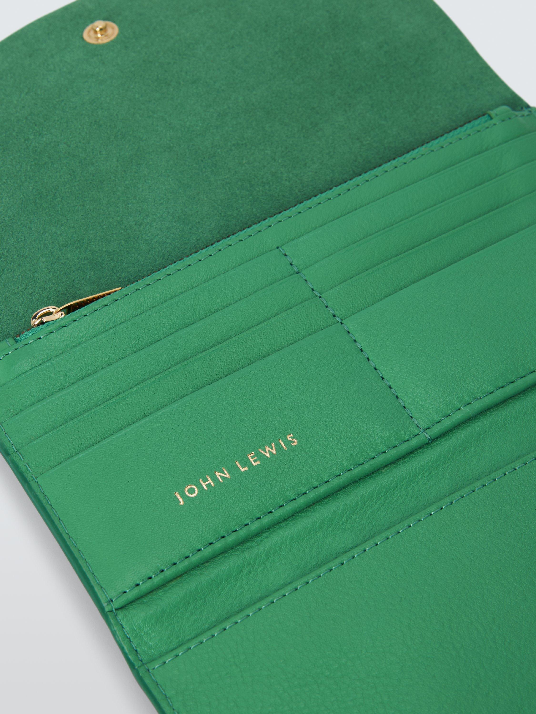 Product image 4 of 4, which shows John Lewis Ara Flapover Purse, Green