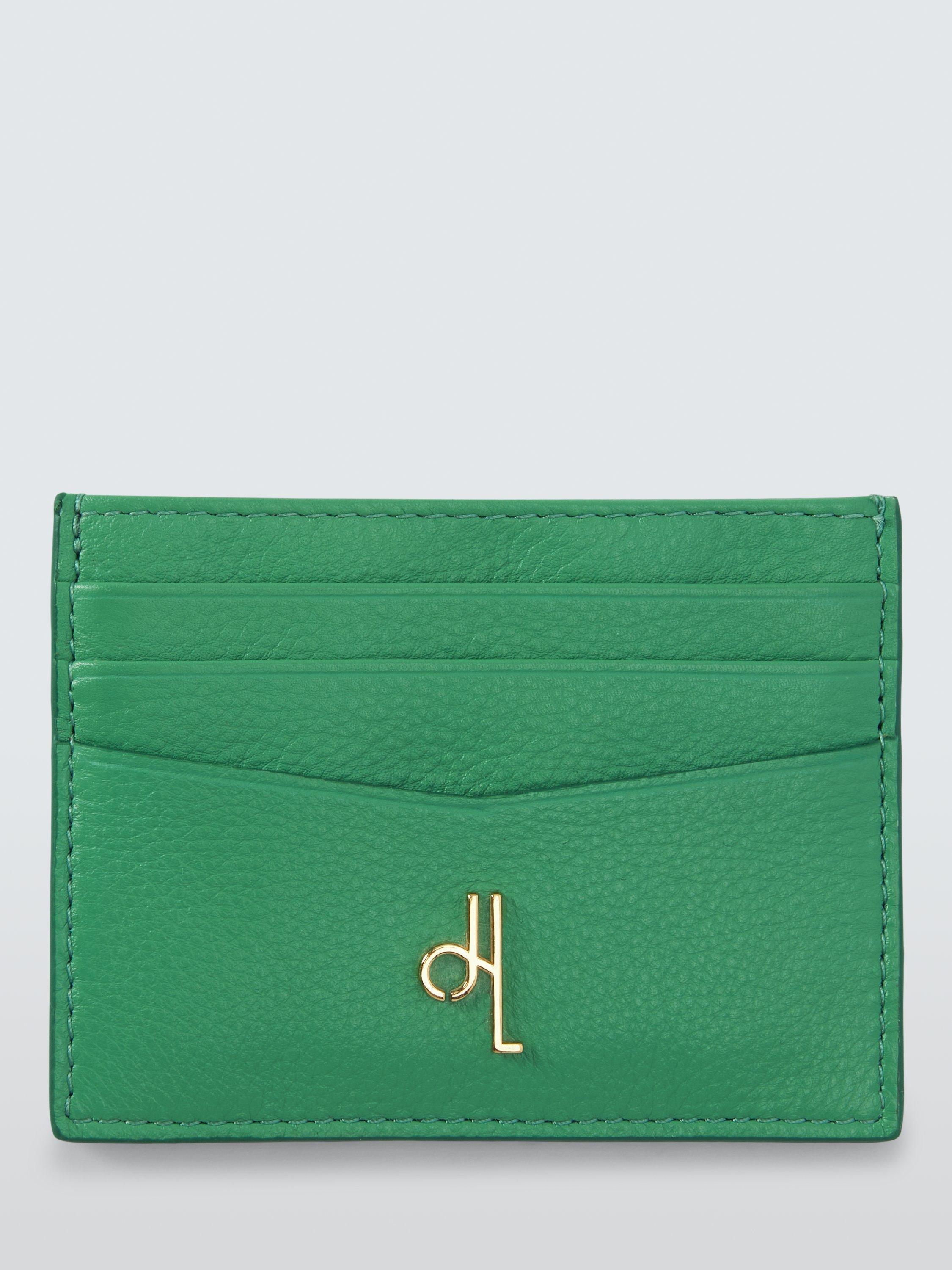 Product image 1 of 4, which shows John Lewis Icon Leather Card Holder, Green