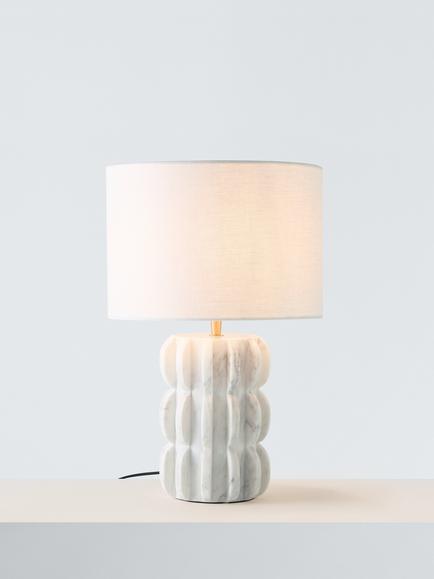 John Lewis Marble Scallop Table Lamp, White, White Marble