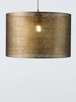 John Lewis Etched Drum Lampshade, 40cm, Antique Brass, Antique Brass