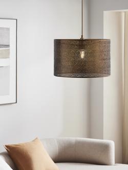 John Lewis Etched Drum Lampshade, 40cm, Antique Brass - view 2, Antique Brass