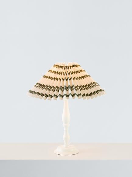 John Lewis Palenque Stripe Pleat Lampshade, Dia.40cm, Avocado