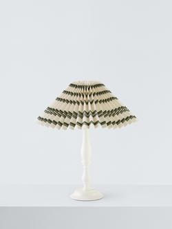 John Lewis Palenque Stripe Pleat Lampshade, Dia.40cm - view 2, Avocado