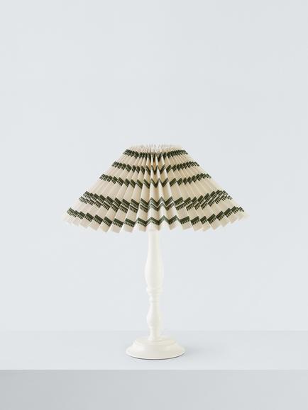 John Lewis Palenque Stripe Pleat Lampshade, Dia.40cm - view 2, Avocado