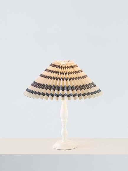 John Lewis Palenque Stripe Pleat Lampshade, Dia.40cm, Indigo