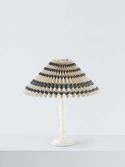 John Lewis Palenque Stripe Pleat Lampshade, Dia.40cm - view 2, Indigo