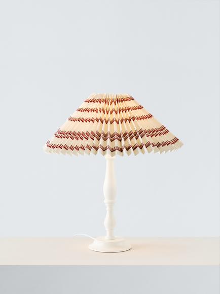 John Lewis Palenque Stripe Pleat Lampshade, Dia.40cm, Pink Clay
