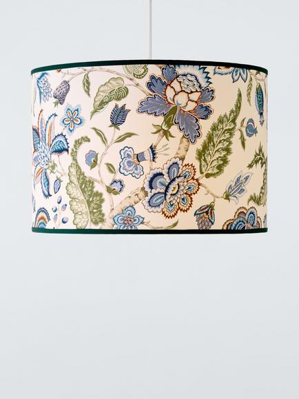 John Lewis x Sanderson Newnham Courtney Drum Lampshade, Alum Indigo - view 2, Alum Indigo