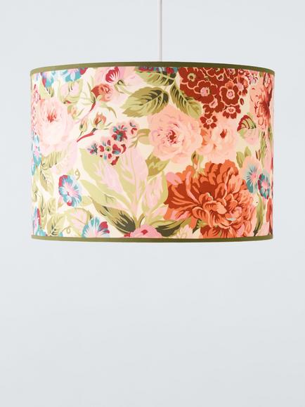 John Lewis x Sanderson Rose & Peony Drum Lampshade, 40cm, Pink - view 2, Rose And Peony