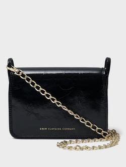 Crew Clothing Chain Strap Pure Patent Leather Crossbody Bag, Black, Black