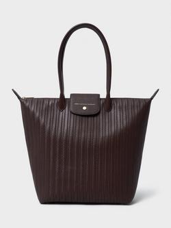 Crew Clothing Woven Leather Tote Bag, Chocolate Brown, Chocolate Brown
