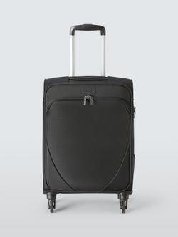 John Lewis Malta 4-Wheel Soft Sided Cabin Suitcase, 35L, Black, Black